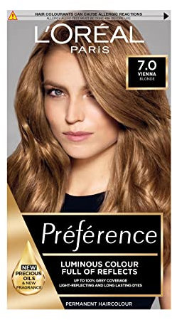 L'Oreal Paris Preference Hair Dye, Long Lasting, Luminous Permanent Hair Colour, 7, Vienna