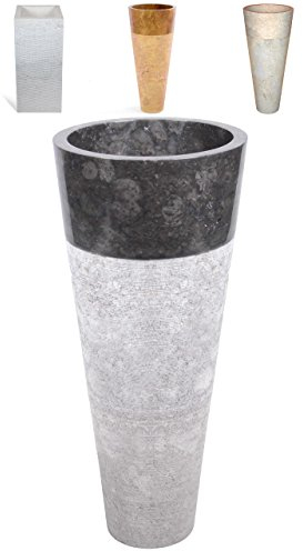 Divero Säulenwaschbecken Naturstein Handwaschbecken Waschbecken schwarz Cuneo