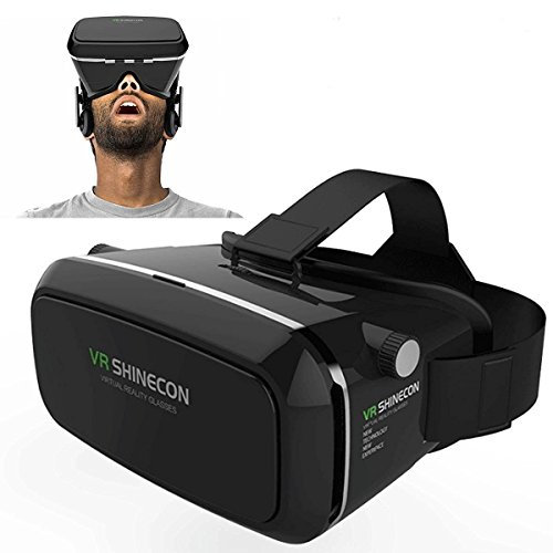 VR Shinecon 3D VR Virtual Reality Glasses Headset with Head-mounted Headband for 3.5-6.0 Inch Google, iPhone, Samsung Note, LG Nexus, HTC, Moto Smartphones