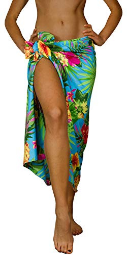 Funky Hawaïenne Cover-up Paréo Sarong, Pineapple, Turquoise, Grand