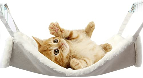 kraeoke Katzen Hängematte, Hängematte mit flauschigem und weichem Pelz für Katzen Kleintier (L)