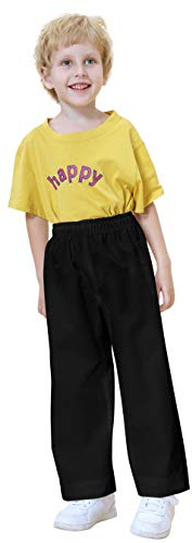 TopTie Adult Kids Karate Pants Martial Arts Pants Student Karate Gi Pants-Black-Size 000