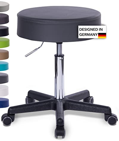 Profi Rollhocker Squash 40, extra breit, Sitzhöhe ca 51-71cm (Dunkelgrau)