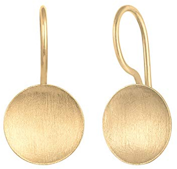 Nenalina Ohrringe Silber 925 Damen Ohrhänger mit Kreis Plättchen Disk gebürstet (14 mm)