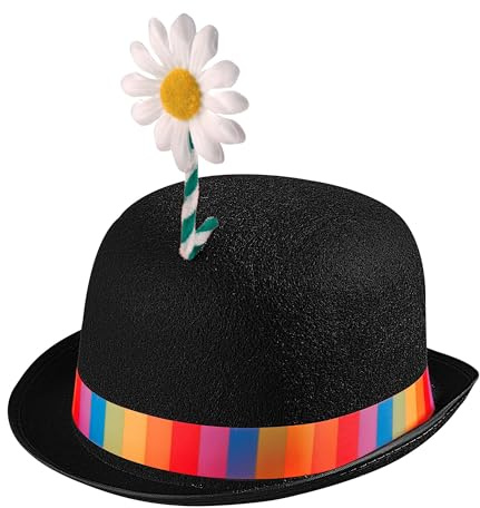 W WIDMANN MILANO Party Fashion - Clown Hat with Flower Felt Melon Hat Accessory for Fancy Dress Costumes