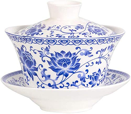 Eplze YBK Tech Teetasse und Untertasse aus Porzellan, groß, Gaiwan, Kung-Fu-Teetasse und Untertasse mit Deckel, traditionelles chinesisches Gaiwan, Sancai Teeschale (2#)
