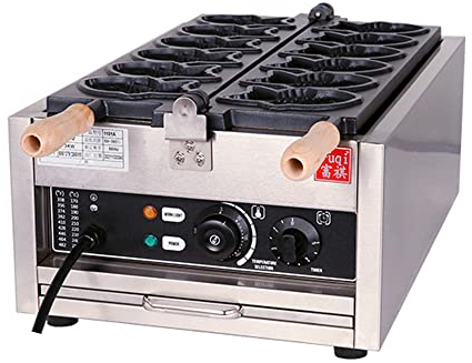 MNSSRN Macchina per Torte di Pesce, Macchina elettrica per Waffle per Torte a Forma di Pesce, Troppo Gelato bruciatore rotativo, Design poroso, Ristorante casa,C