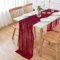 AOKSUNOVA Tischläufer Chiffon Bordeaux Rot 70 x 400cm Dekostoff Hochzeit Tischdeko Abwaschbar