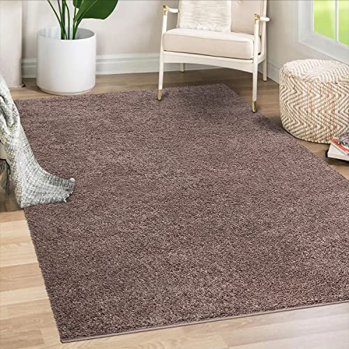 payé Teppich Wohnzimmer Hochflor Shaggy - 160x230cm - Braun Einfarbig Uni Flauschig Modern Boho Deko Teppiche Weich Schlafzimmer
