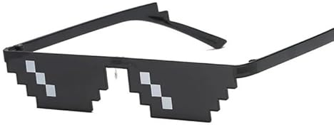 PLAYZOCO Gafas de Sol de Mosaico Pixel, Gafas de sol de píxeles Thug Life, Gafas de sol estilo 6-bit, Gafas de sol de estilo de videojuego retro, Gafas para disfraz, Gafas de sol Deal With It, Negro