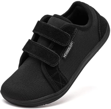 HOBIBEAR Barfotaskor för barn, flickor, utomhus, löpning, minimalistiska promenadskor, svart, 23 EU/bred