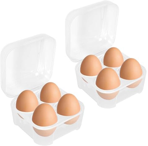 Lunaanda 2 Stück Eierbox, Eierbehälter Plastik Eier Aufbewahrungsbox Tragbare Eier Transportbox Eierhalter Behälter Eierdose mit Deckel für Camping Picknick Reise Kühlschrank im Freien (4 Gitter)