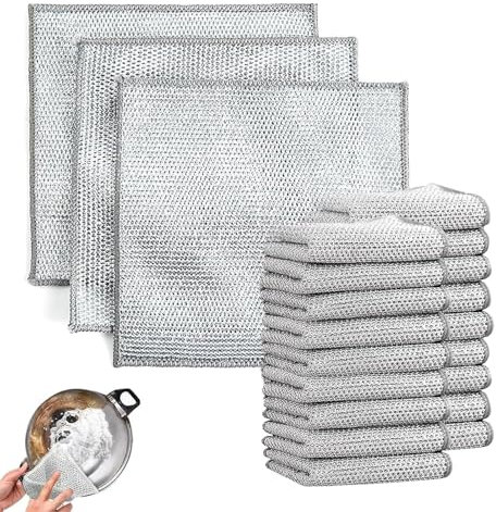 WNXBFO 30 Pcs Smart Scrubs - Non-Scratch Scouring Cloths, 20x20cm Metal Dish Cloths, Multipurpose Stainless Steel Cloth for Scrubbing nd Cleaning Dishes, Pots, Sinks