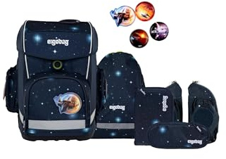 ergobag cubo Light Set Cartable Ergonomique, Ultra léger, Set de 6 pièces, 780 g AtmosBear - Bleu Foncé