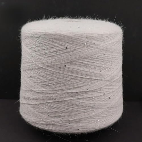 FUPOHUA Strickgarn 100g 600m Angora 2mm Pailletten Lurexgarn Kaninchenhaarwolle langes Nerzgarn Weiches Flauschiges Häkelgarn Wolle
