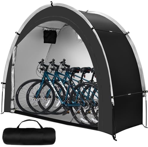 cepkquis Bike Storage Shed Tent,Outdoor Portable Bike Covers/Storage Sheds with 210D Oxford Fabric PU4000 Waterproof for 3 Bikes or Motorcycle,ebike,eScooter,ATV,Lawn Mower (39.4-Black(True 3 bikes))