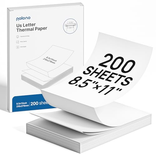 POLONO D810 Thermal Printer Paper 8.5 x 11 Inch, Advanced Thermal Printing, US Letter Size Thermal Paper Compatible with D810, Folded, Continuous, Size 8.5 x 11, 200 Sheets