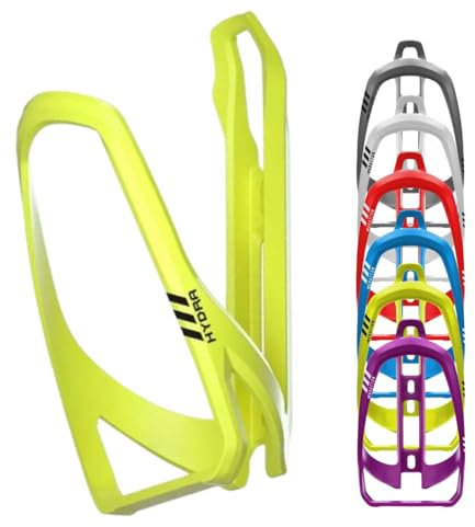 ANDINUS Portabidón de PVC Ultraligero para Bicicleta – Soporte Resistente (30g) – Compatible con Bidones de hasta 7 cm de Diámetro (14 x 7,3 cm) (Amarillo)