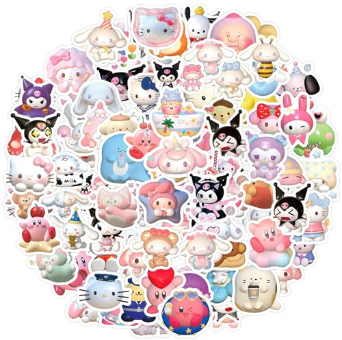 100 Stück Aufkleber Anime Kawaii 3D Sticker Set Kinder Kindergeburtstag Wasserfeste Stickers für Skateboards Helme Water Bottle Tablets Schultaschen Kühlschränke Fahrräder für Erwachsene Kinder