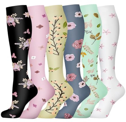 GEYIWSSXY 6 pares de calcetines de compresión para hombre y mujer, multicolor, Multicolor-15, L-XL