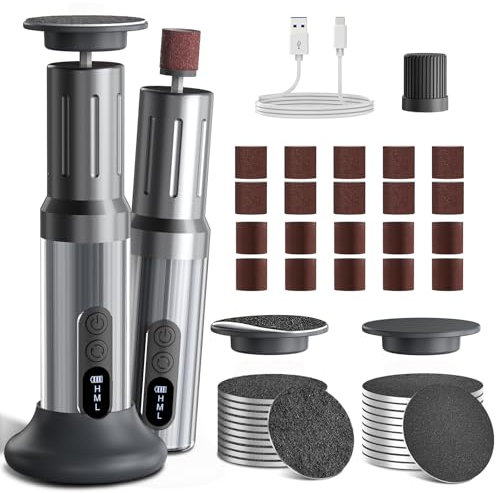 Robofun 2025 Neu Hornhautentferner Elektrischer mit LED-Anzeige, 2 in 1 Professionelles Hornhautentferner-Set mit Fußfeilen und Nagelpolierer, 6 Geschwindigkeiten, Fußpflegeset für Tote Harte Haut usw