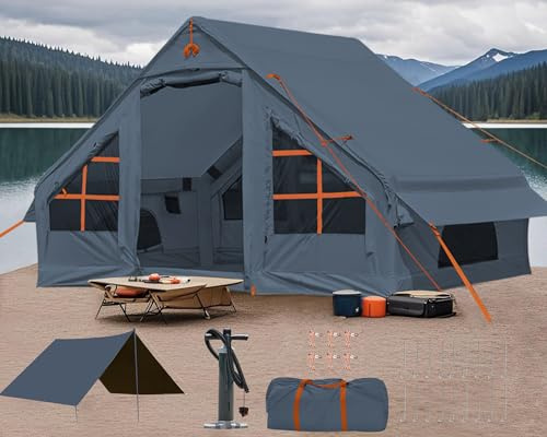 DanCoom Tente Gonflable pour 4 à 6 Personnes, Montage Facile, Tente dôme 4 Saisons, imperméable et Coupe-Vent pour Les familles, Camping