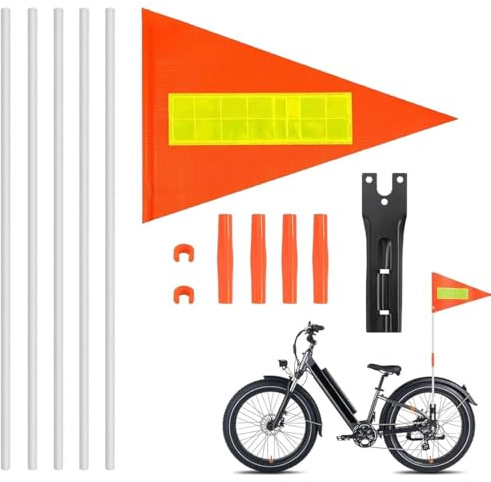 Drapeau De Remorque Velo Enfant, Drapeau Triangulaire, Pour Remorque Enfant Velo, Haute Visibilité, Avec Bande Réfléchissante, Pour L'Équitation Des Enfants