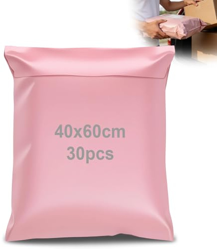 XRXYMQ 30 PCS Förvaringspåse Vinted Rosa 40 × 60 cm Självhäftande, opakent och vattentätt Förvaringspåse Idealiskt för Vinted-textilier och E-handel