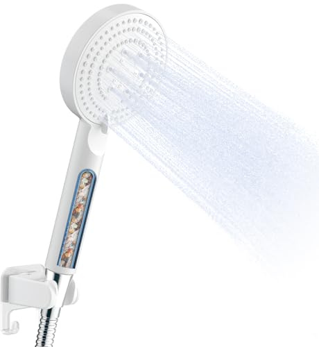 OFFO Filter Shower Head and Hose Set, 6 Modes High Power Filtered Shower Head with 5 Stage Filter, Water Saving Handheld Showerhead for Remove Chlorine Reduces Dry Skin Improve Hair, White