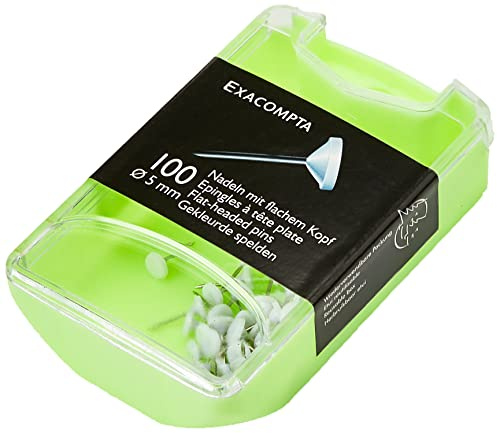 Exacompta - Réf. 14500E - Boîte de 100 épingles de signalisation à tête plate unie - Hauteur de la pointe 8 mm - Diamètre 5 mm - Adaptés pour les plans ou cartes, itinéraires - Couleur blanc