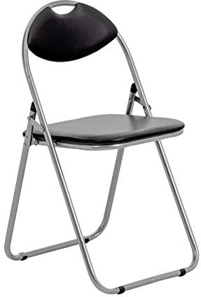 Harbour Housewares Padded Folding Chair Black - Metal Frame Seat with Cushioned Backrest Easy Store Compact Design Durable Office, Dining, Bedroom or Event Seating Max Load 114kg