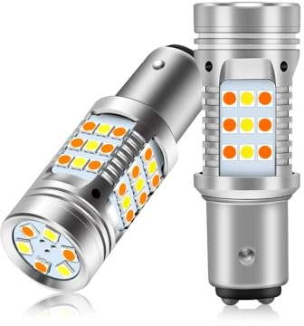 1157 Led Bulbs Error Free Canbus Built-in Resistor, Dual Color, Plug N Play, 360 Luminous, Amber Turn Signal Light, White Side Light 1157 12V 42 Led, 2PC Pack Switchback Led Bulb (1157 42-SMD)