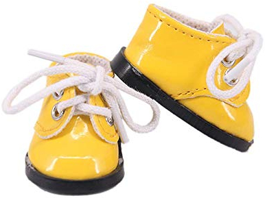 Aeromdale Puppenschuhe, kleine Puppe, 5 cm, glänzende Schuhe für 14,5 Zoll Puppengelenk, Puppenzubehör - Gelb - 1 Paar