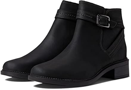 Clarks Maye rem-ankelstövel för kvinnor, Svart läder, 41.5 EU