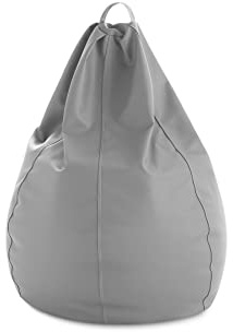 Textilhome Puff Pera XXL 90x90x130 cm Grisclaro PVC con Relleno