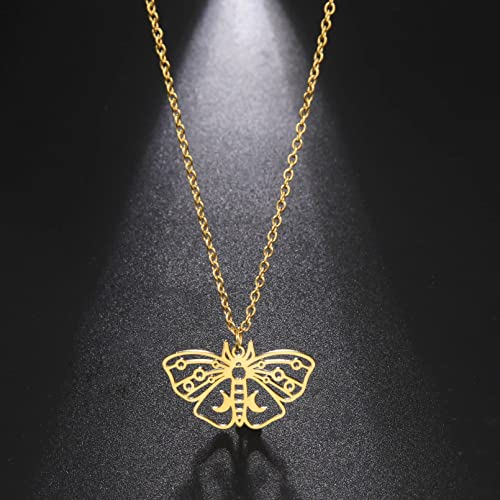Halskette Anhänger Mondphase Luna Motte Halskette Insekt Halskette Hohler Schmetterling Choker Schmuck Mädchen Geschenk Geburtstagsgeschenke