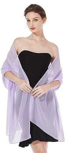BEAUTELICATE Scialle Stola Donna Elegante Chiffon Coprispalle Sciarpa Estivo per Cerimonia Matrimonio Sposa Festa (Lilac - Plus Size, Taglia unica)