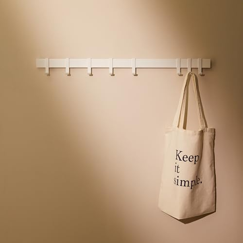 Design Amburgo Appendiabiti da parete design I Attaccapanni da muro I Appendiabiti ingresso I Accessori d'ingresso da parete I Appendi abiti per muro con ganci mobili in metallo | Bianco 80 cm