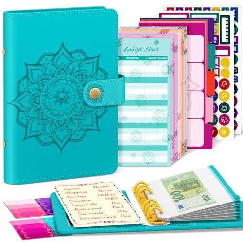 A6 Budget Planner Budget Binder, Household Book A6 Budget Planner Money Envelopes, Organiser Money Book with Films for Financial Planner Budget Saving Folder (Blue-Without calendar)