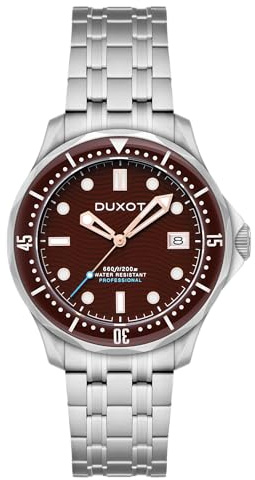 DUXOT Henri Diver - Reloj automático para hombre de 41 mm con pulsera de acero inoxidable sólido DX-2060