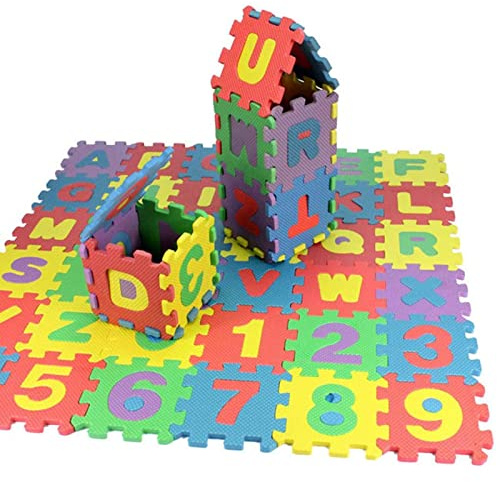 Wezalget Tapis de Jeu pour bébé, Tapis de Jeu Doux pour avec Alphabet et Chiffres, Puzzle de Sol en EVA épais avec antidérapant et résistant à l'eau, Puzzle à emboîtement pour bébé