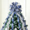 JOIEDOMI Fiocco in pizzo per albero di Natale da 45 pollici, fiocco blu e argento con fiocchi di neve e glitter, grande fiocco regalo per la punta dell'albero di Natale, decorazione festività, feste