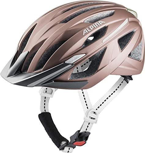 ALPINA HAGA - Stoßabsorbierender, Sicherer & Optimal Anpassbarer Urban Fahrradhelm Mit Integriertem LED-Licht Für Erwachsene, Rose matt, M (55-59 cm)