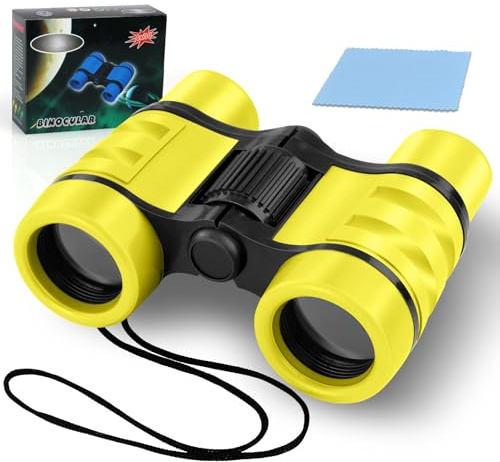 OSDUE Jumelles, Grossissement 4X30 Jumelles Jouet Parfait pour Les Petits Garcons et Filles Cadeau de Noël Jeux Exterieur, Antidérapant, Jaune