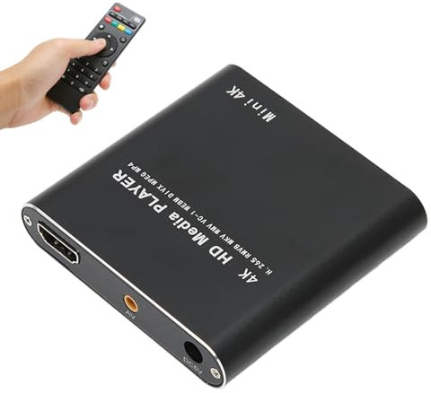 Lecteur Multimédia Numérique 4K, Lecteur Vidéo TV MP4 avec Sortie HDMI/AV/Optique, Mini Lecteur Multimédia en Streaming pour Les Cartes de Stockage USB AV Multimedia HD