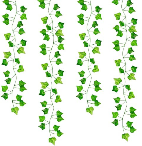 Lot de 3 guirlandes de lierre artificiel - Décoration pour cuisine, terrasse, balançoire, mariage, bureau, fête, Noël, Halloween - Vert - 6 m