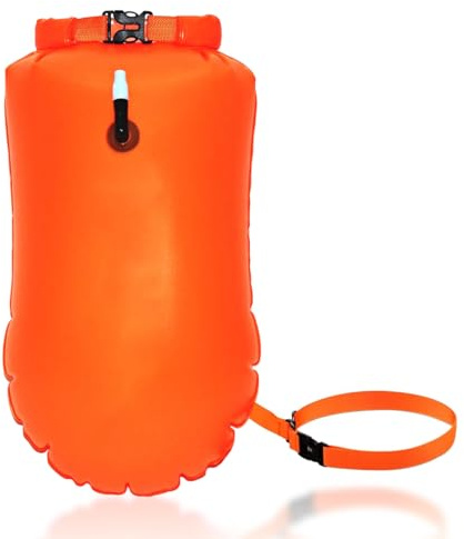 Schwimmboje,Schwimmen Boje mit Trockensack&Verstellbaren Gürtel,Hohe Sichtbarkeit,für Open Water Schwimmen Gut Sichtbar Schwimmer Erwachsene Dry Bag Wasserdicht Schleppschwimmer für Triathlons