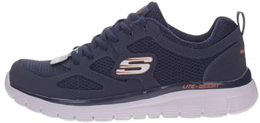 Skechers Flex Burns Agoura Mens Trainers Navy/Orange 9.5 UK