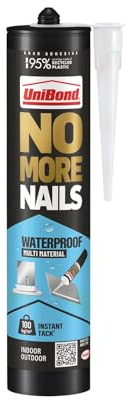 Unibond No More Nails Waterproof Instant Grab Mounting Adhesive Glue 280ml Cartridge, Strong Heavy Duty Fixing for Indoor and Outdoor Surfaces, Multi-Surface Bonding