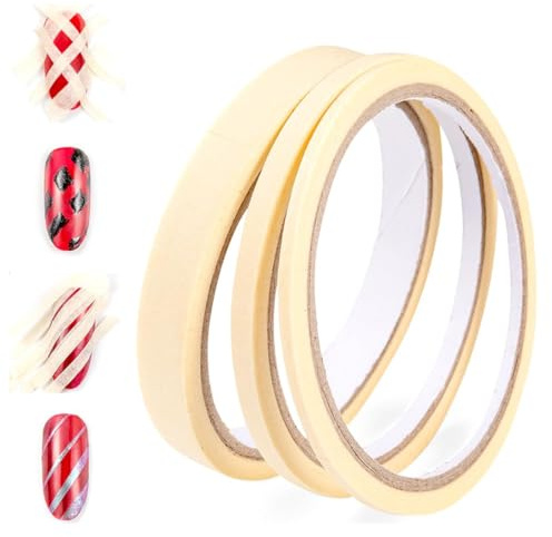 KAHZOR 3 Pièces Autocollant Ongle, Masquage D'art D'ongle Tape, Séparation Des Décalque Ongles Autocollants Adhesif, Masquage De Nails Décorations Tape Ruban, French manucure Portable